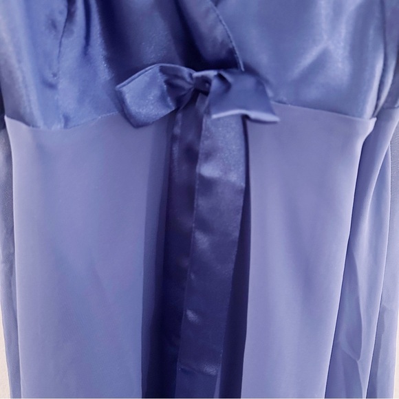 Victoria's Secret Sheer Lettuce Edge Hem Mini Slip Dress Satin Royal Purple - Picture 3 of 7